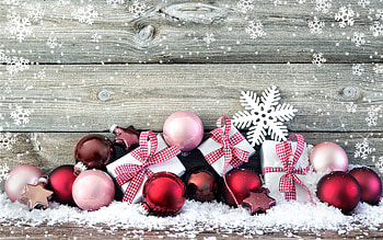 Red Christmas decorations, Wooden wall snow, Festive , Holiday vibes HD wallpaper