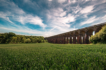 Bridge, railroads, landscape HD wallpaper