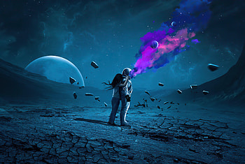 Astronaut Space Explosion , astronaut, artist, artwork, digital-art, deviantart HD wallpaper