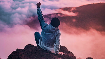 Person Sitting On Rock Looking At Sky, person, nature, sky HD wallpaper