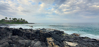 La'aloa Bay Beach Park, Hawaii, Sand, Ocean, Waves, Island, Lava, Sky, Clouds, Trees, Hawaii, Blue HD wallpaper