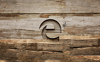 Microsoft Edge wooden logo, , wooden backgrounds, browsers, Microsoft Edge logo, creative, wood carving, Microsoft Edge HD wallpaper