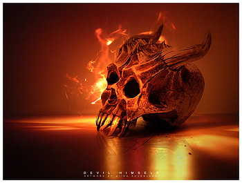 Devil Skull, devil, skull, fantasy, dark HD wallpaper