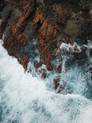 Nature, Sea, Rocks, View From Above, Foam HD phone wallpaper