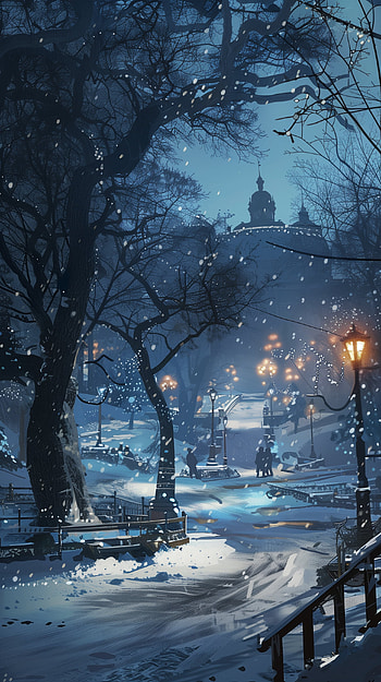 Winter Park Bliss, winter, snow, snowy park, park HD phone wallpaper