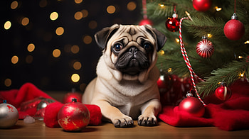 Christmas Pug Dog | Festive Holiday Background, dog, Christmas, Animal, pug, Christmas dog HD wallpaper