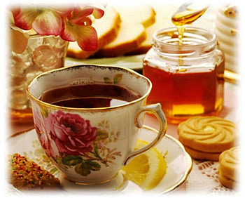 Tea with honey, graphy, tea, floral, herbal, honey, fruits, cup, cakes, abstract, lemon, flavored, porcelain HD wallpaper