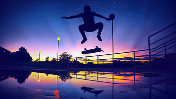 Skater Sunset Silhouette HD wallpaper