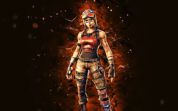 Checkered Renegade Raider, , orange neon lights, Fortnite Battle Royale, Fortnite characters, Checkered Renegade Raider Skin, Fortnite, Checkered Renegade Raider Fortnite HD wallpaper