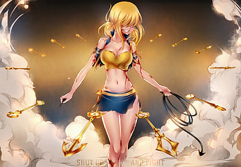 Lucy Heartfilia, anime, fairy tail, weapon, blonde hair, girl, female HD wallpaper