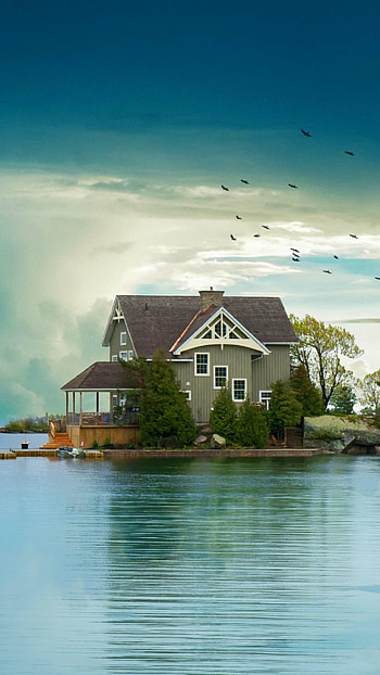 Man-made house, Human ingenuity, Architectural marvel, Innovative design HD phone wallpaper