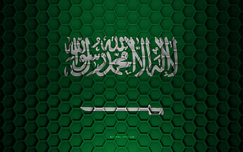 Saudi Arabia flag, 3d hexagons texture, Saudi Arabia, 3d texture, Saudi Arabia 3d flag, metal texture, flag of Saudi Arabia HD wallpaper