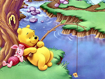 cute pooh, cartoon, piglet, pooh, bear HD wallpaper