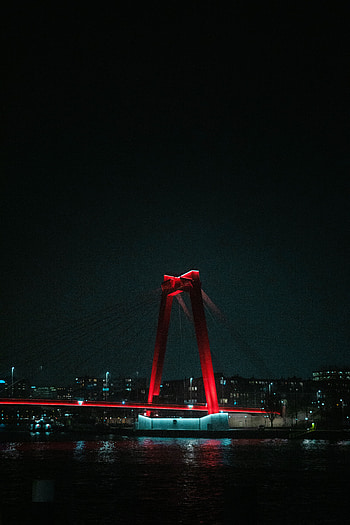 Night, City, Dark, Bridge, Backlight, Illumination HD phone wallpaper