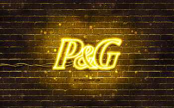 Procter and Gamble yellow logo, , yellow brickwall, Procter and Gamble logo, brands, Procter and Gamble neon logo, Procter and Gamble HD wallpaper