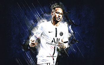 Neymar, Paris Saint-Germain, brazilian soccer player, PSG, Neymar portrait, blue stone background, Ligue 1, Neymar PSG, football HD wallpaper