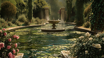Enchanting Garden Pond, pond, garden pond, garden, fountain, water HD wallpaper