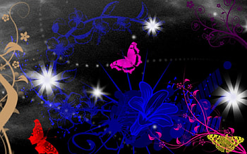 Big Blue Flower., blue, butterfly, flower HD wallpaper