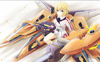 orange stratos girl, mech, cute, girl, nice HD wallpaper