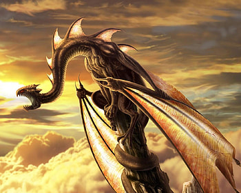 dragon, clouds, peak, moutain HD wallpaper