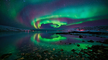 Night sky aurora borealis, Starry night, Northern lights, European elegance HD wallpaper