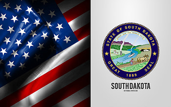 Seal of South Dakota, USA Flag, South Dakota emblem, South Dakota coat of arms, South Dakota badge, American flag, South Dakota, USA HD wallpaper