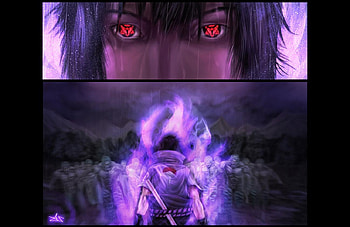 Uchiha Sasuke, sasuke, black background, red eyes, scabbard, zombies, naruto shippuden, rain, sword, weapons, black hair, dark, sharingan, anime, aura, dark background, sasuke uchiha HD wallpaper