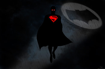 Superman Red Eye Bat Signal, superman, artwork, artist, digital-art, superheroes, deviantart, artstation HD wallpaper