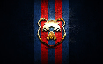 Bristol Bears, golden logo, Premiership Rugby, blue metal background, english rugby club, Bristol Bears logo, rugby HD wallpaper