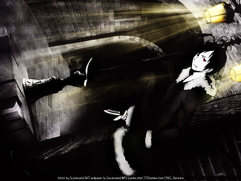 Black night, night, durarara, dagger, cute, red eyes, black hair, anime, boy, short hair, male HD wallpaper