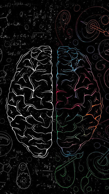 brain, red, design, black HD phone wallpaper
