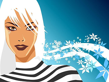 mysterious vector girl 1024x768. jpg, girly, vector, girl, flower HD wallpaper