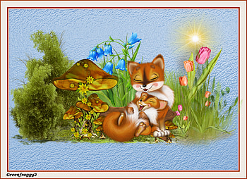CUTE FOXES IN THE GARDEN, FOX, ART, GARDEN, ABSTRACT HD wallpaper