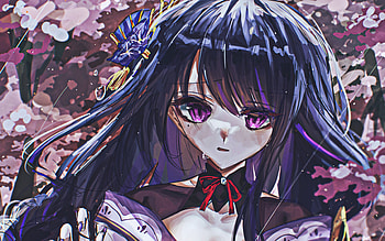 Raiden Shogun, purple eyes, Genshin Impact, portrait, Raiden Shogun Genshin Impact, manga, Raiden Shougun, Raiden Ei HD wallpaper