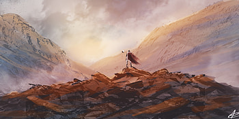 Stones, Art, Rocks, Silhouette, Canvas, Wanderer HD wallpaper