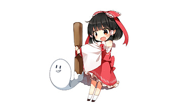 Minimal, anime girl, Reimu Hakurei, Touhou, anime, cute HD wallpaper