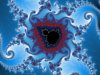 Blue Winter, blue, centre, twists, red, fractal HD wallpaper