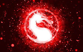 Mortal Kombat red logo, , red neon lights, creative, red abstract background, Mortal Kombat logo, online games, Mortal Kombat HD wallpaper
