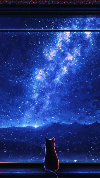Anime, Galaxy Cat HD phone wallpaper