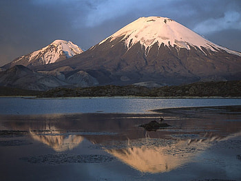 Lauca National Park, reflection, snow, sky, mountains, water HD wallpaper