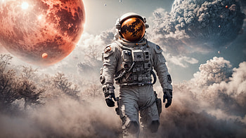 Astronaut On an Alien Planet, astronaut, Alien Planet, moon, space, universe HD wallpaper