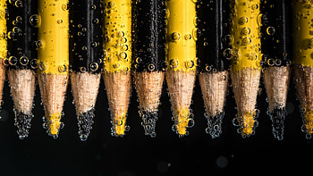 Pencils, pencil, bubbles, water, art HD wallpaper