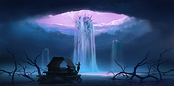 Twilight Waterfall , waterfall, artist, artwork, digital-art, deviantart HD wallpaper