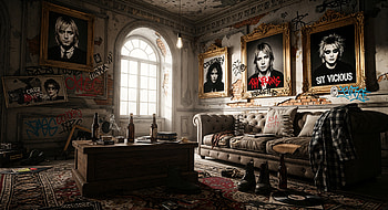 Grunge Legends Room – Vibes, grunge, living room, sofa, window HD wallpaper