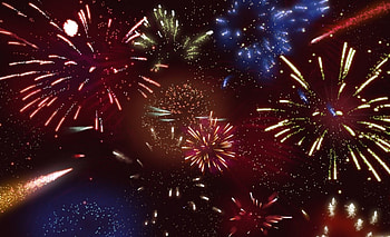 Fireworks, night, abstract, celebrate, colourful HD wallpaper