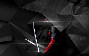 Superhero, deadpool with shining swords, abstract, artwork HD wallpaper