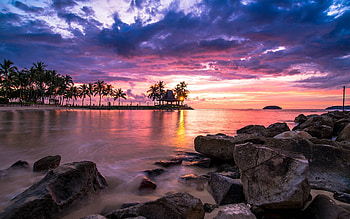 Tanjung Aru, fun, cool, nature, sunset, ocean, beach HD wallpaper