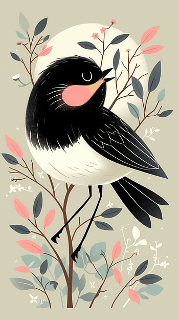 Elegant Black Bird Illustration HD phone wallpaper