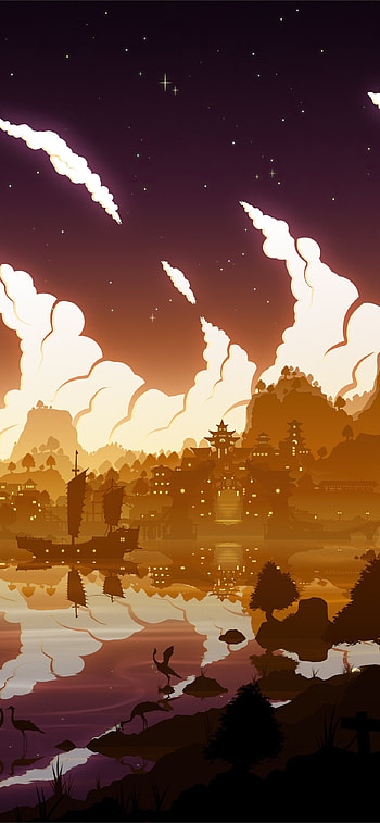 sunset beyond liyue genshin impact 12, Genshin Minimalist HD phone wallpaper