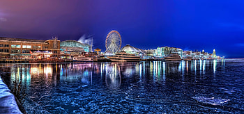 carnival lights, reflection, graphy, ride, water, beauty HD wallpaper